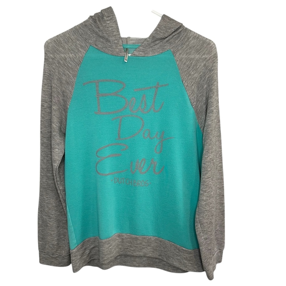 Dutch Bros Women’s MEDIUM Lightweight VINTAGE Long Sleeve “Best Day Ever” Hoodie